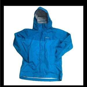 Marmot Kids Youth Large Blue PreCip Waterproof Rain Jacket Hooded Shell L/G